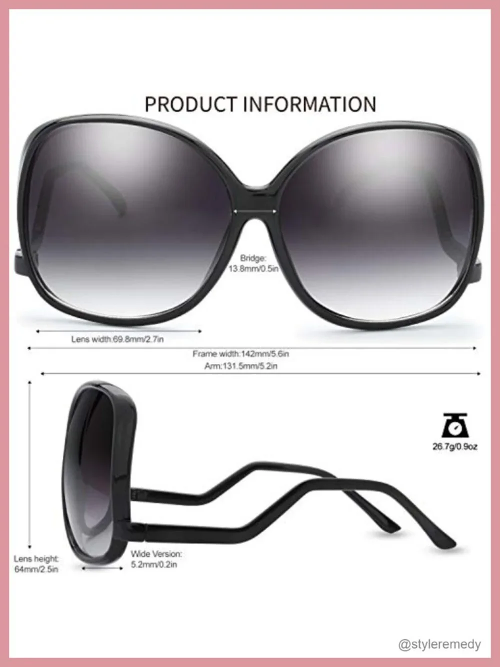 Oversized Jackie O Sunglasses with 100% UV Protection